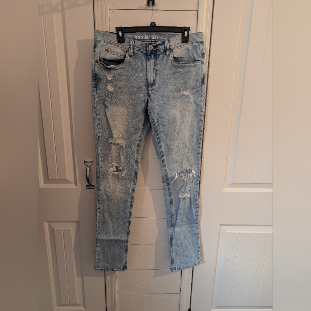 Rogue Faded Blue Ripped Skinny Jeans